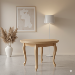 Stół okrągły FISTO FREZ LUDWIK - Rozkładany, frezowany blat, klasyczny styl Ludwik, 100 cm