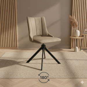 Krzesło tapicerowane BELLA 180 obrotowe z metalową nogą 180° – styl i wygoda do jadalni i salonu