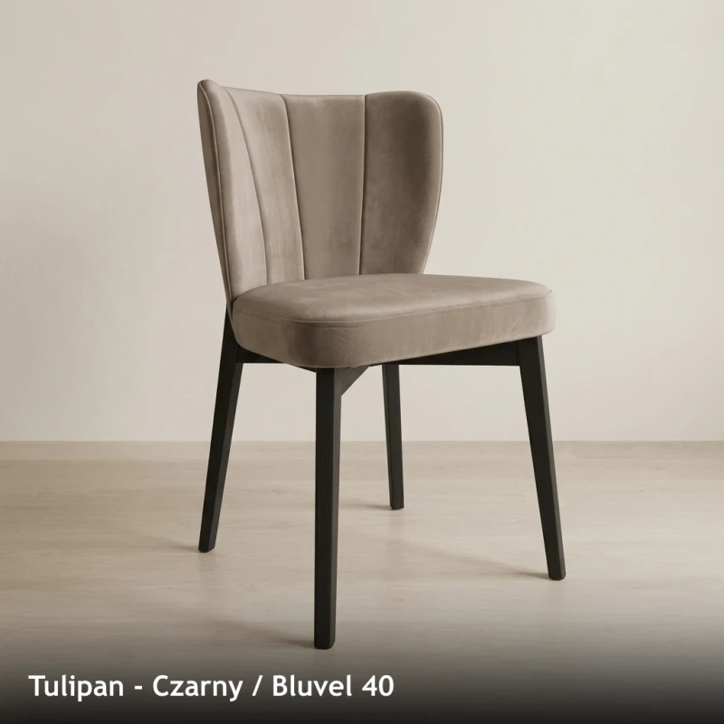 Krzesło tapicerowane TULIPAN - Czarny, Bluvel 40