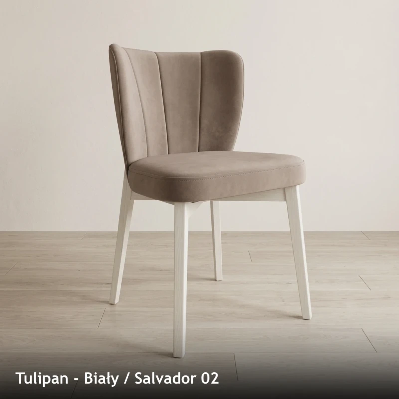 Krzesło tapicerowane TULIPAN - Biały, Salvador 02