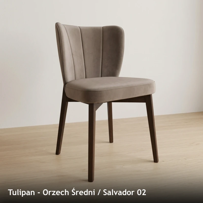 Krzesło tapicerowane TULIPAN - Orzech Średni, Salvador 02