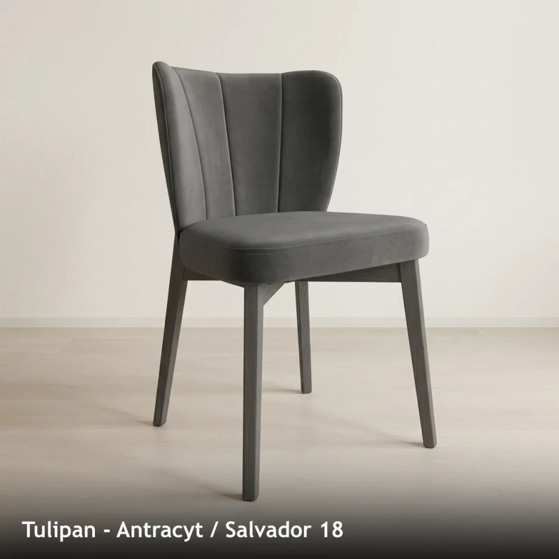 Krzesło tapicerowane TULIPAN - Antracyt, Salvador 18