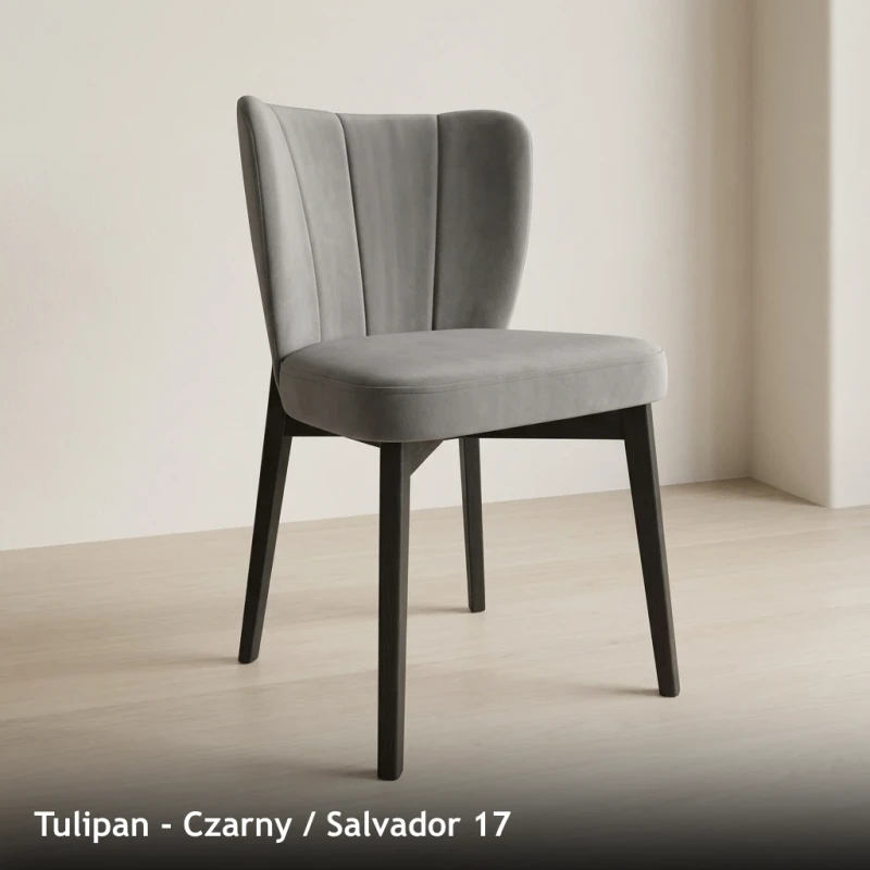 Krzesło tapicerowane TULIPAN - Czarny, Salvador 17