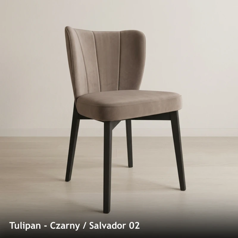 Krzesło tapicerowane TULIPAN - Czarny, Salvador 02
