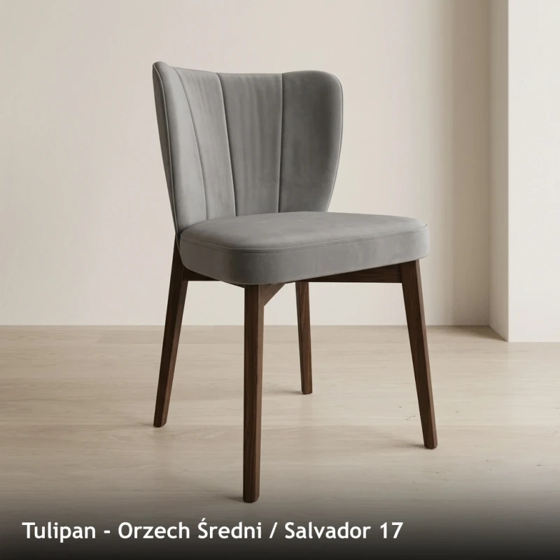 Krzesło tapicerowane TULIPAN - Orzech Średni, Salvador 17
