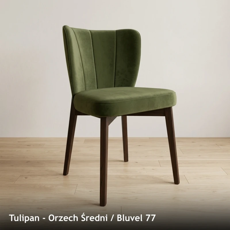 Krzesło tapicerowane TULIPAN - Orzech Średni, Bluvel 77
