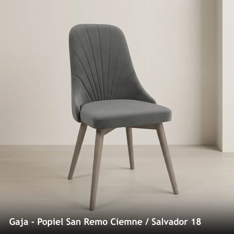 Krzesło tapicerowane nowoczesne GAJA do jadalni i salonu - Popiel San Remo Ciemne, Salvador 18