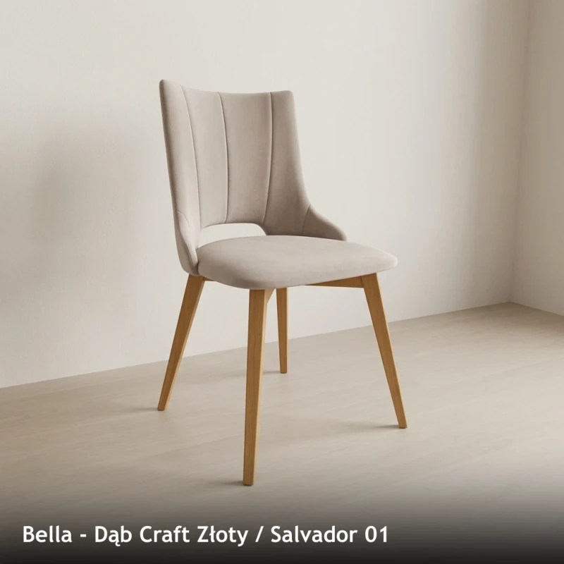 Krzesło tapicerowane do jadalni i salonu BELLA - Dąb Craft Złoty, Salvador 01