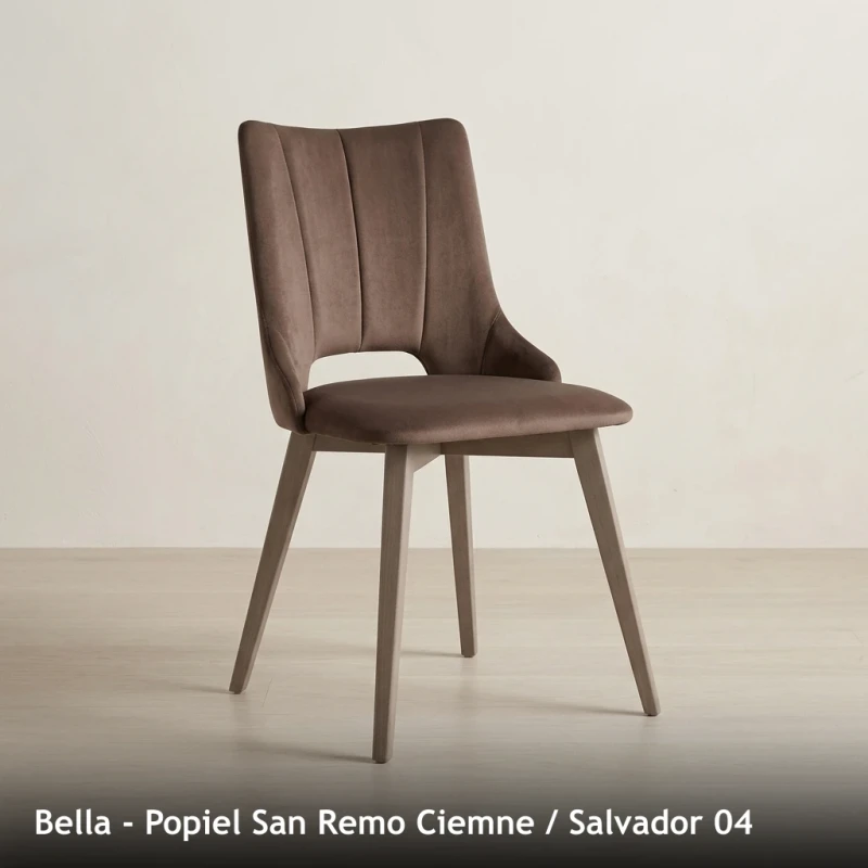 Krzesło tapicerowane do jadalni i salonu BELLA - Popiel San Remo Ciemne, Salvador 04
