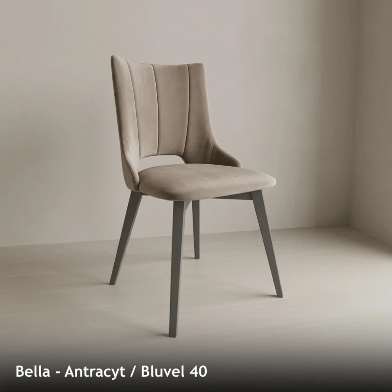 Krzesło tapicerowane do jadalni i salonu BELLA - Antracyt, Bluvel 40