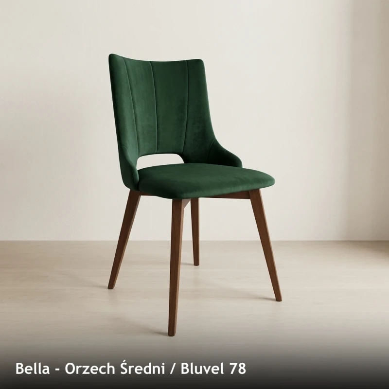 Krzesło tapicerowane do jadalni i salonu BELLA - Orzech Średni, Bluvel 78
