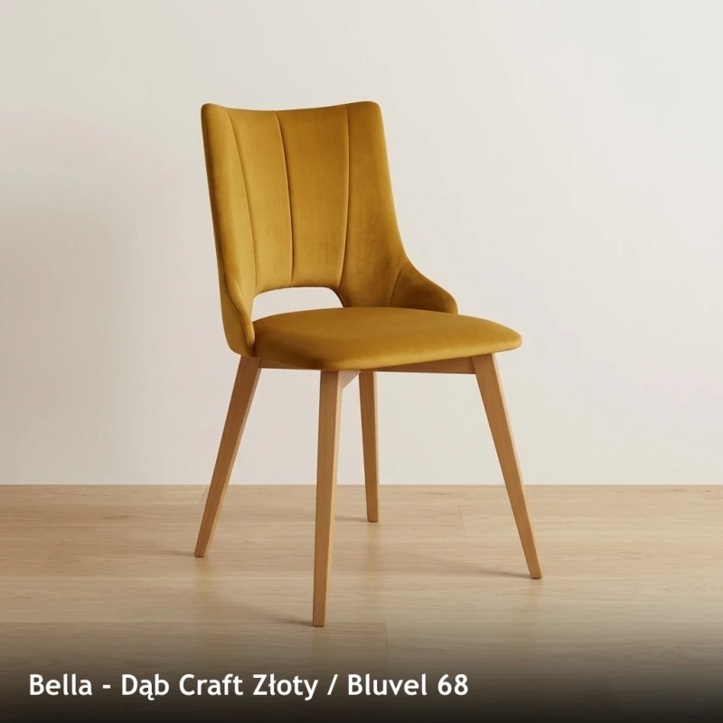 Krzesło tapicerowane do jadalni i salonu BELLA - Dąb Craft Złoty, Bluvel 68