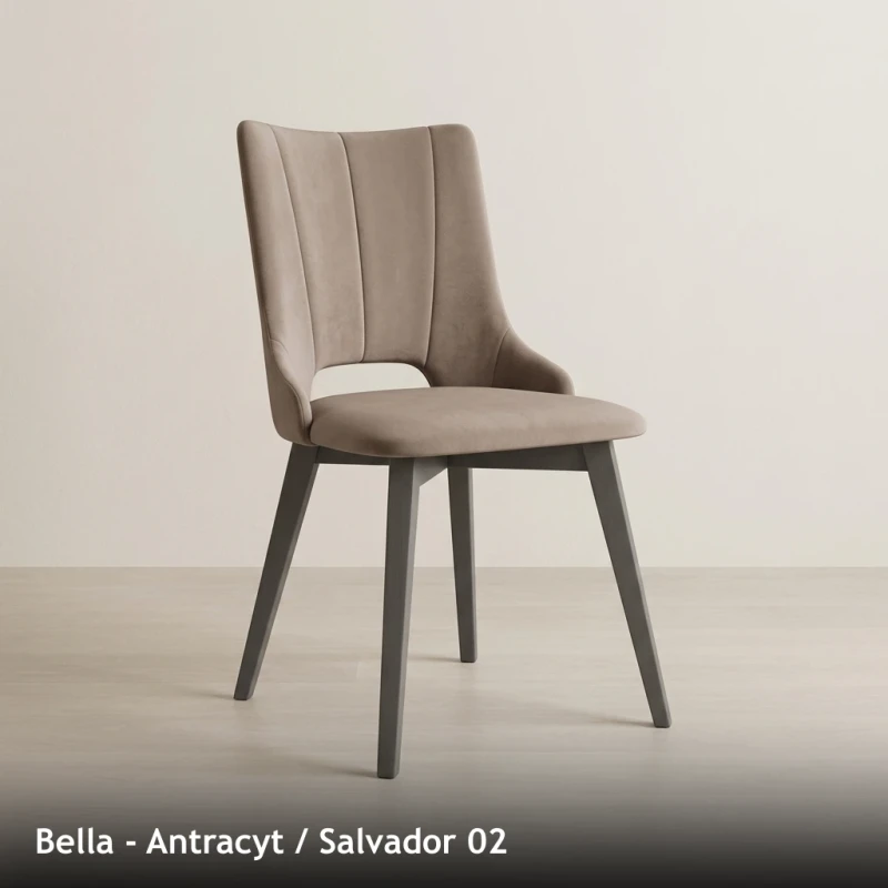 Krzesło tapicerowane do jadalni i salonu BELLA - Antracyt, Salvador 02