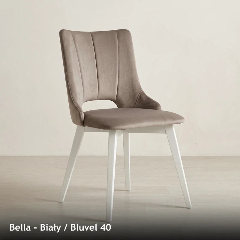 Krzesło tapicerowane do jadalni i salonu BELLA - Biały, Bluvel 40