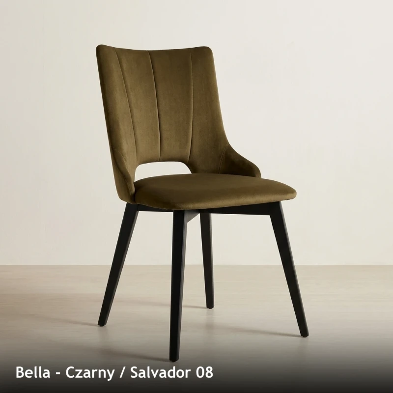 Krzesło tapicerowane do jadalni i salonu BELLA - Czarny, Salvador 08