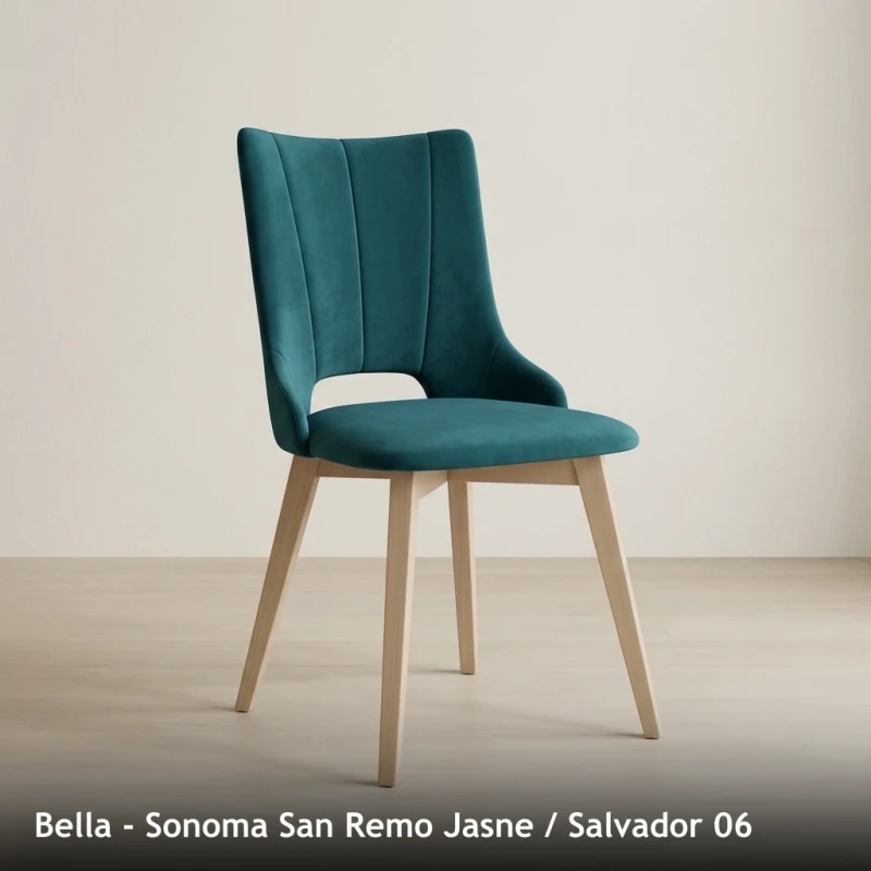 Krzesło tapicerowane do jadalni i salonu BELLA - Sonoma San Remo Jasne, Salvador 06