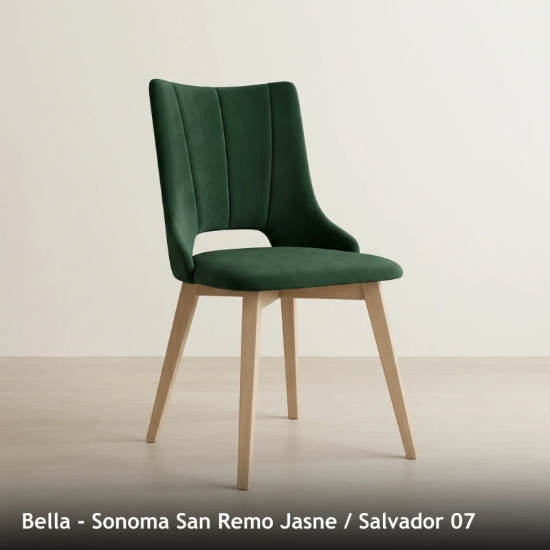 Krzesło tapicerowane do jadalni i salonu BELLA - Sonoma San Remo Jasne, Salvador 07