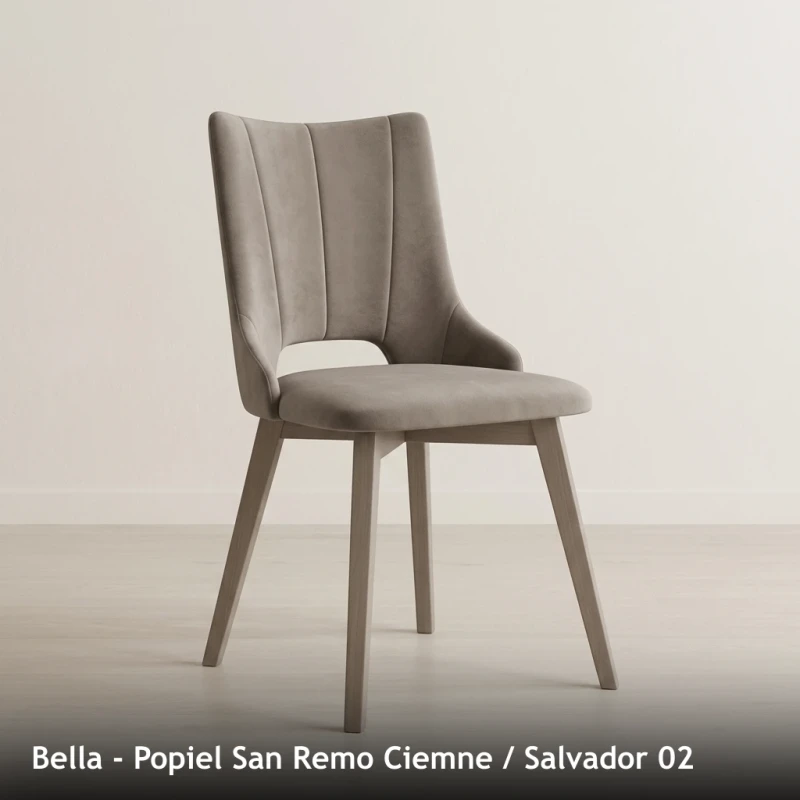 Krzesło tapicerowane do jadalni i salonu BELLA - Popiel San Remo Ciemne, Salvador 02