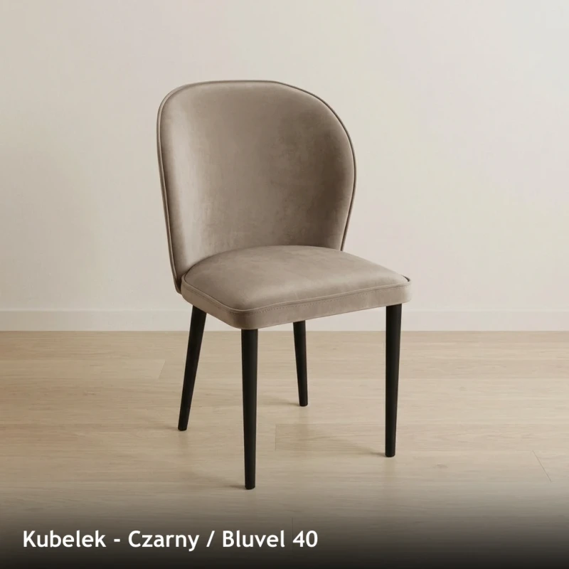 Krzesło tapicerowane KUBELEK - Czarny, Bluvel 40
