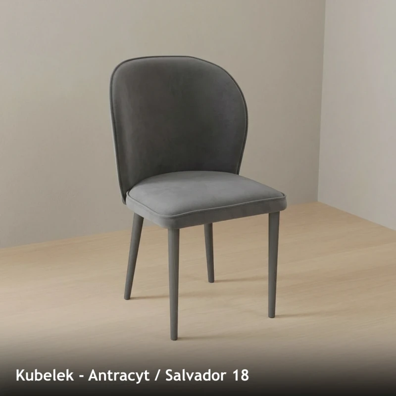 Krzesło tapicerowane KUBELEK - Antracyt, Salvador 18