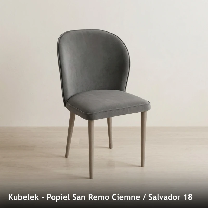 Krzesło tapicerowane KUBELEK - Popiel San Remo Ciemne, Salvador 18
