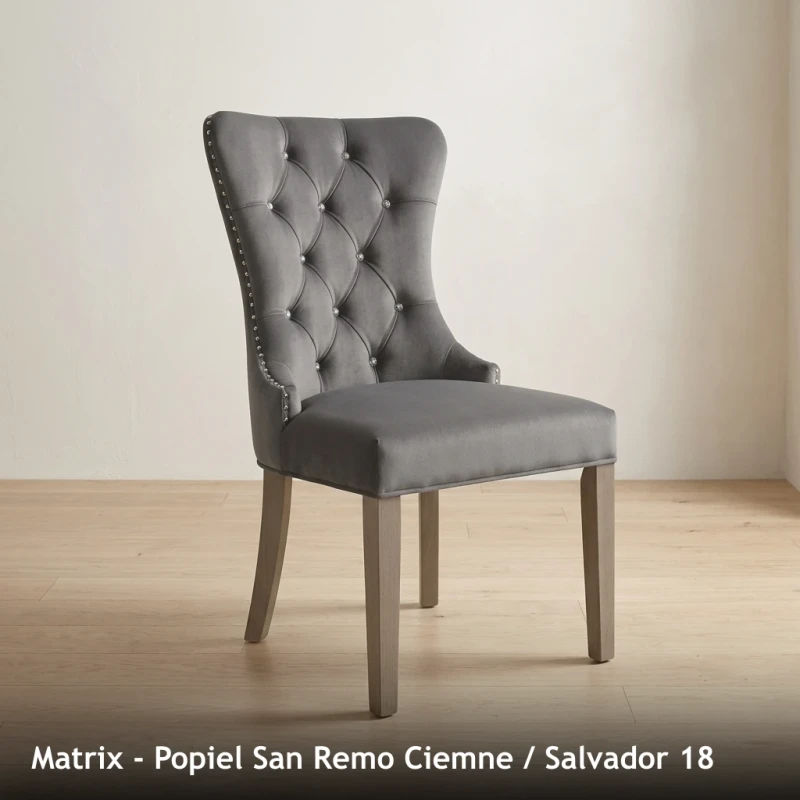 Krzesło tapicerowane MATRIX - Popiel San Remo Ciemne, Salvador 18