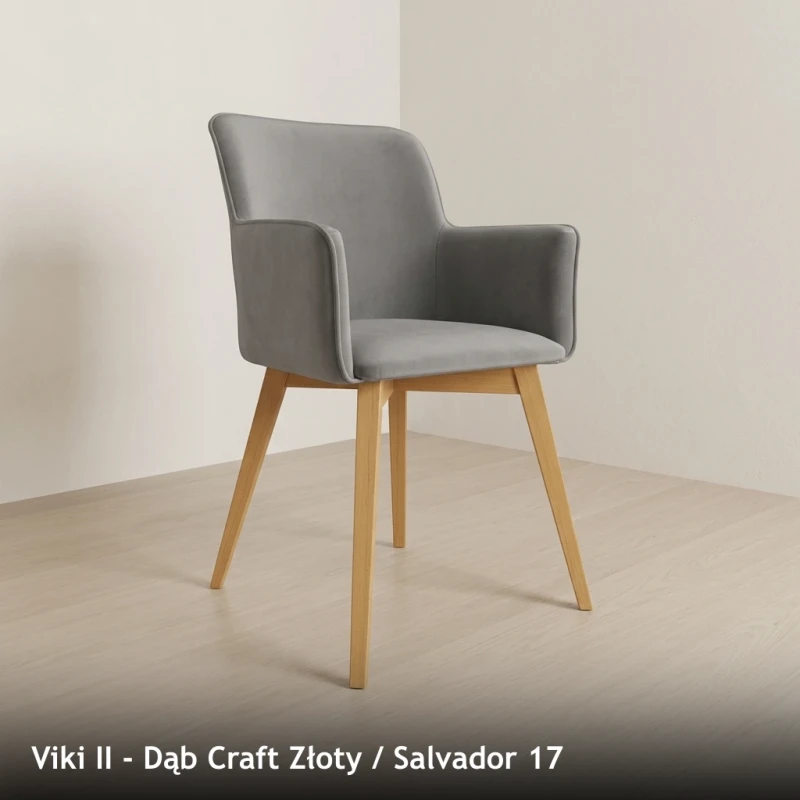 Krzesło tapicerowane VIKI II - Viki II, Dąb Craft Złoty, Salvador 17
