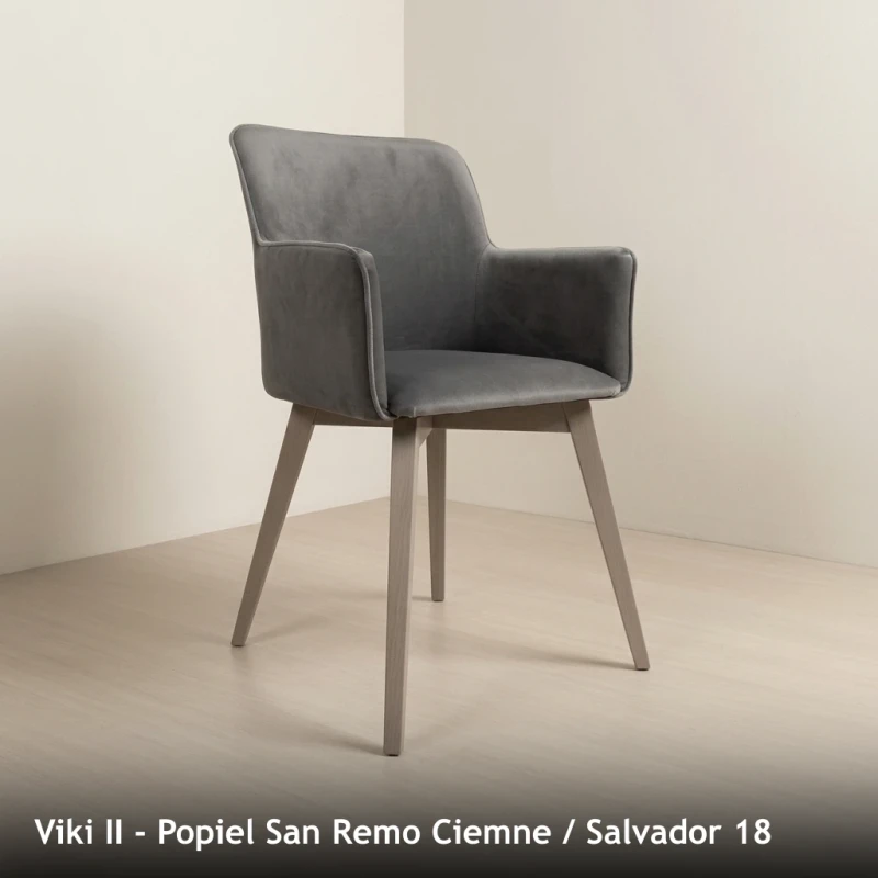Krzesło tapicerowane VIKI II - Viki II, Popiel San Remo Ciemne, Salvador 18