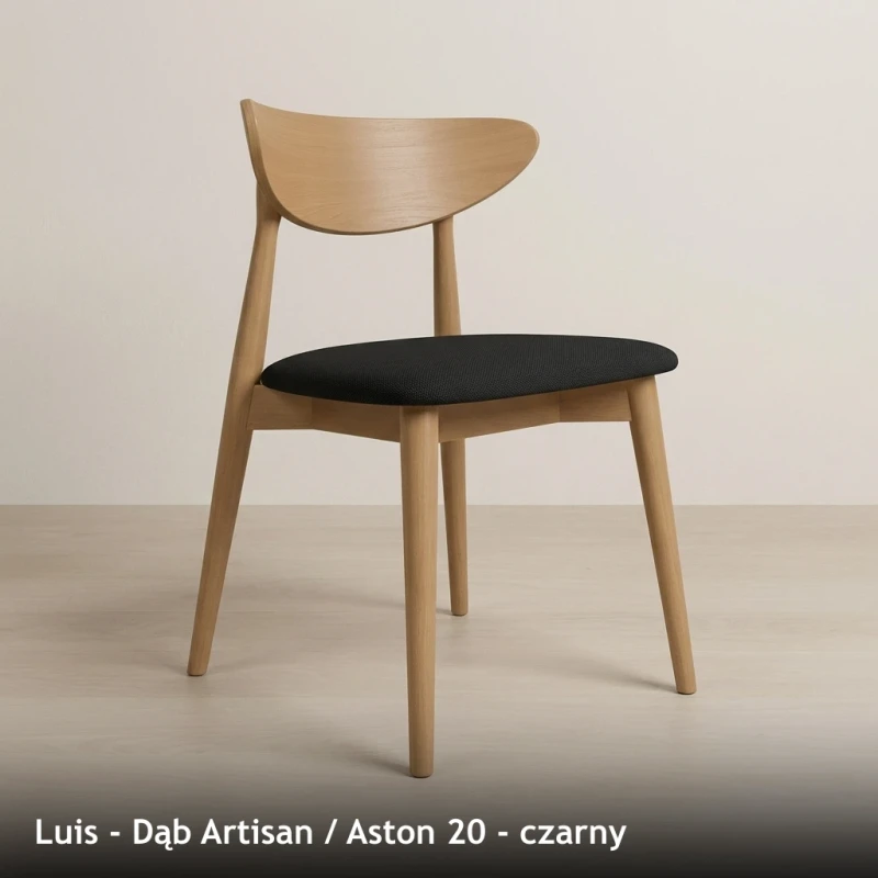 Krzesło drewniane LUIS - Dąb Artisan, Aston 20, czarny