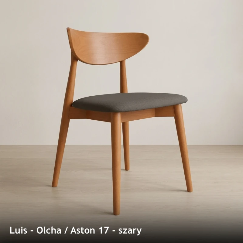 Krzesło drewniane LUIS - Olcha, Aston 17, szary