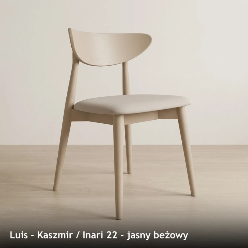 Krzesło drewniane LUIS - Kaszmir, Inari 22, jasny beżowy