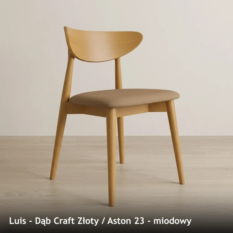 Krzesło drewniane LUIS - Dąb Craft Złoty, Aston 23, miodowy