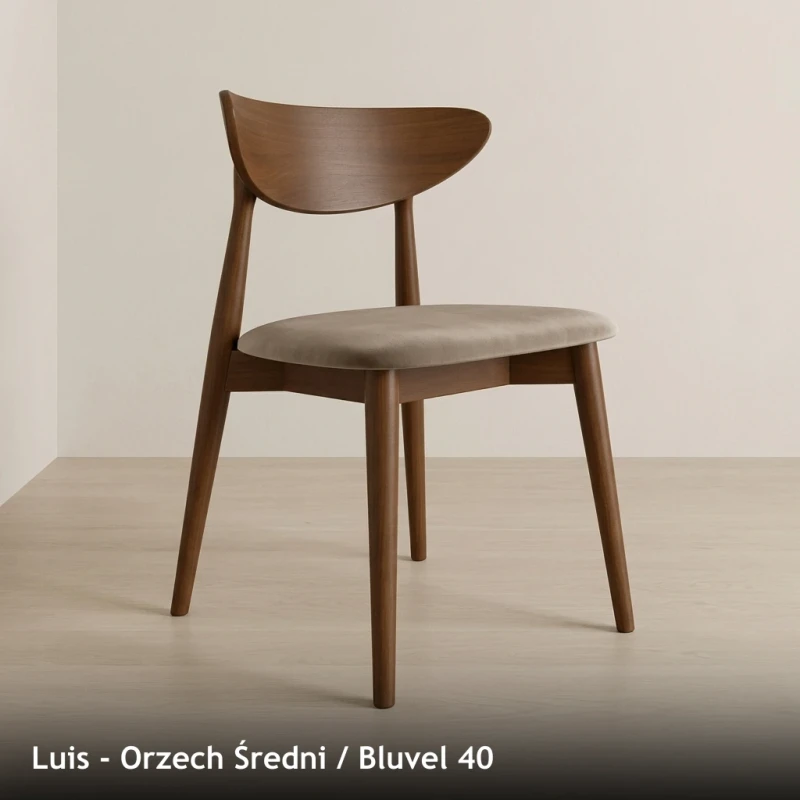 Krzesło drewniane LUIS - Orzech Średni, Bluvel 40