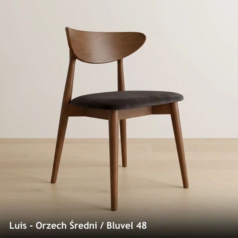 Krzesło drewniane LUIS - Orzech Średni, Bluvel 48
