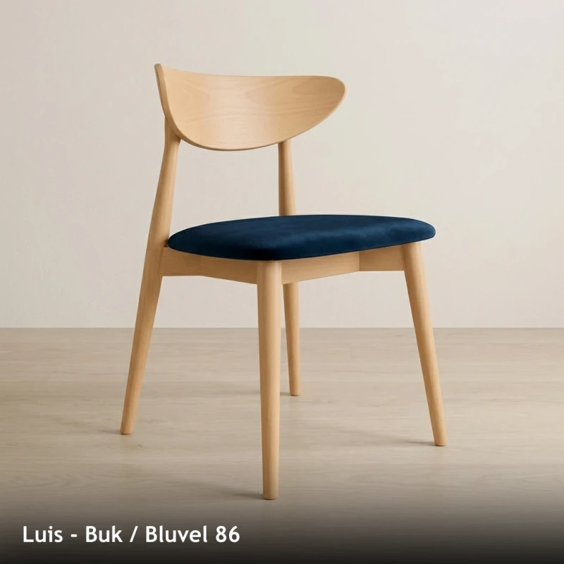 Krzesło drewniane LUIS - Buk, Bluvel 86