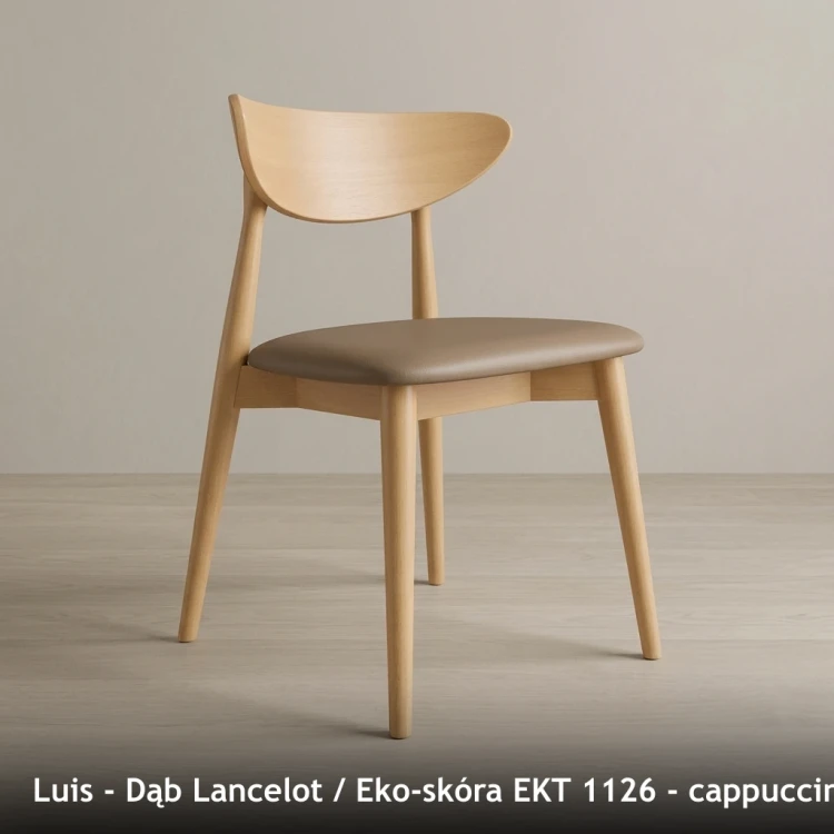 LUIS - stelaż Dąb Lancelot, tkanina Eko-skóra EKT 1126, cappuccino