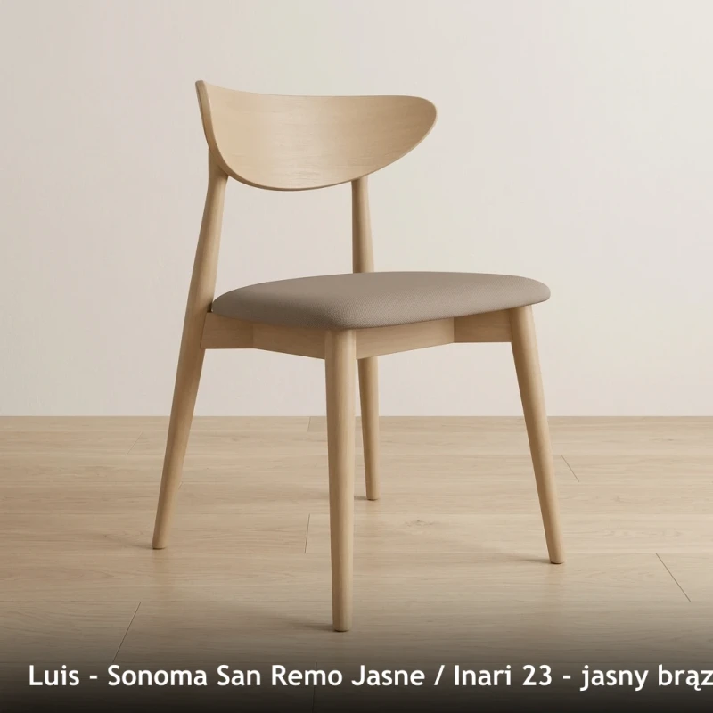 Krzesło drewniane LUIS - Sonoma San Remo Jasne, Inari 23, jasny brązowy