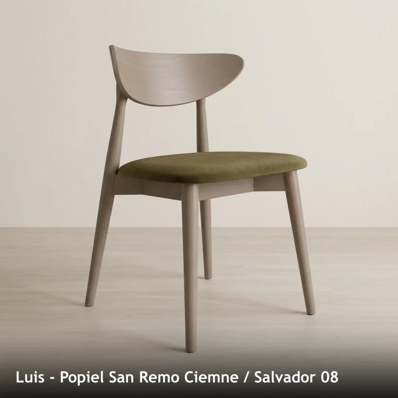 Krzesło drewniane LUIS - Popiel San Remo Ciemne, Salvador 08