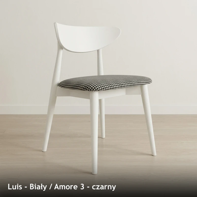 Krzesło drewniane LUIS - Biały, Amore 3, czarny