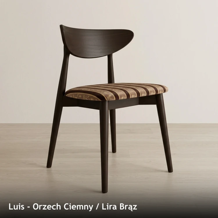 Krzesło drewniane LUIS - Orzech Ciemny, Lira Brąz