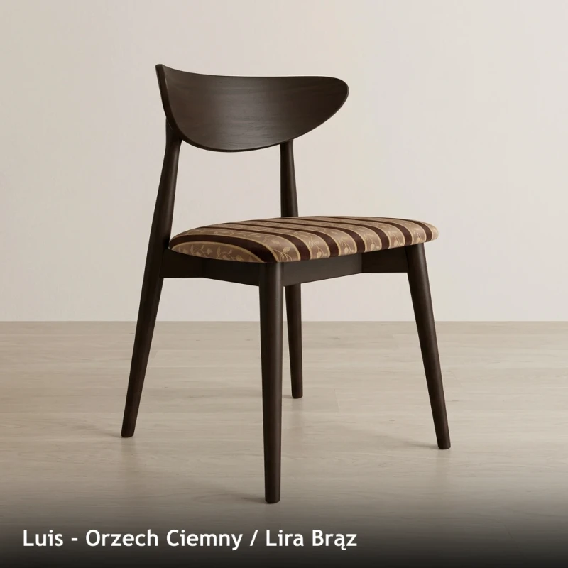 Krzesło drewniane LUIS - Orzech Ciemny, Lira Brąz