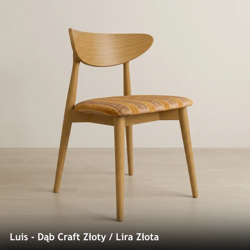 Krzesło drewniane LUIS - Dąb Craft Złoty, Lira Złota