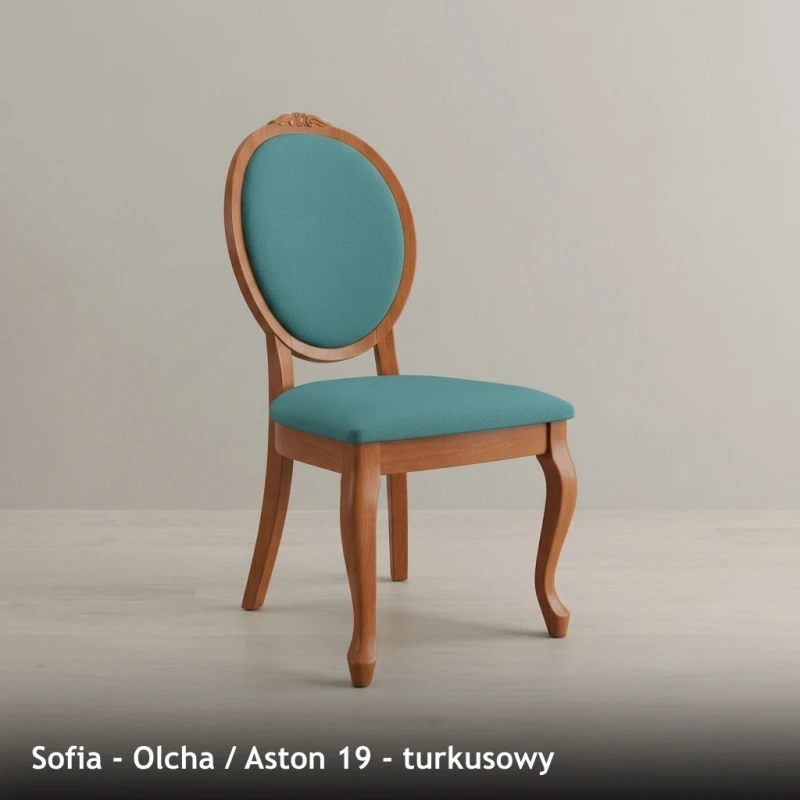 Krzesło tapicerowane SOFIA - Olcha, Aston 19, turkusowy