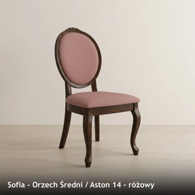 SOFIA - stelaż Orzech Średni, tkanina Aston 14, różowy
