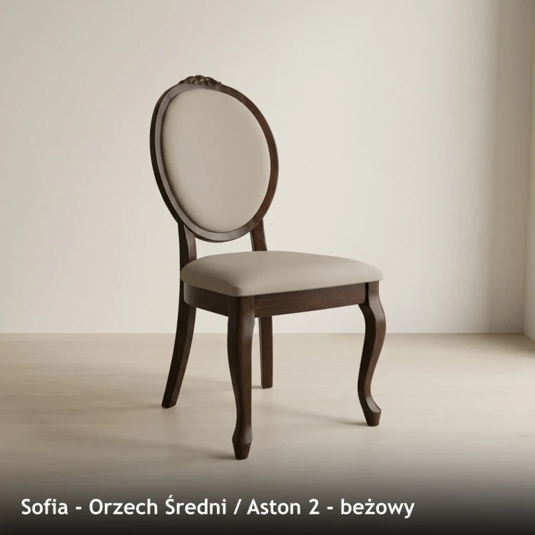 SOFIA - stelaż Orzech Średni, tkanina Aston 2, beżowy