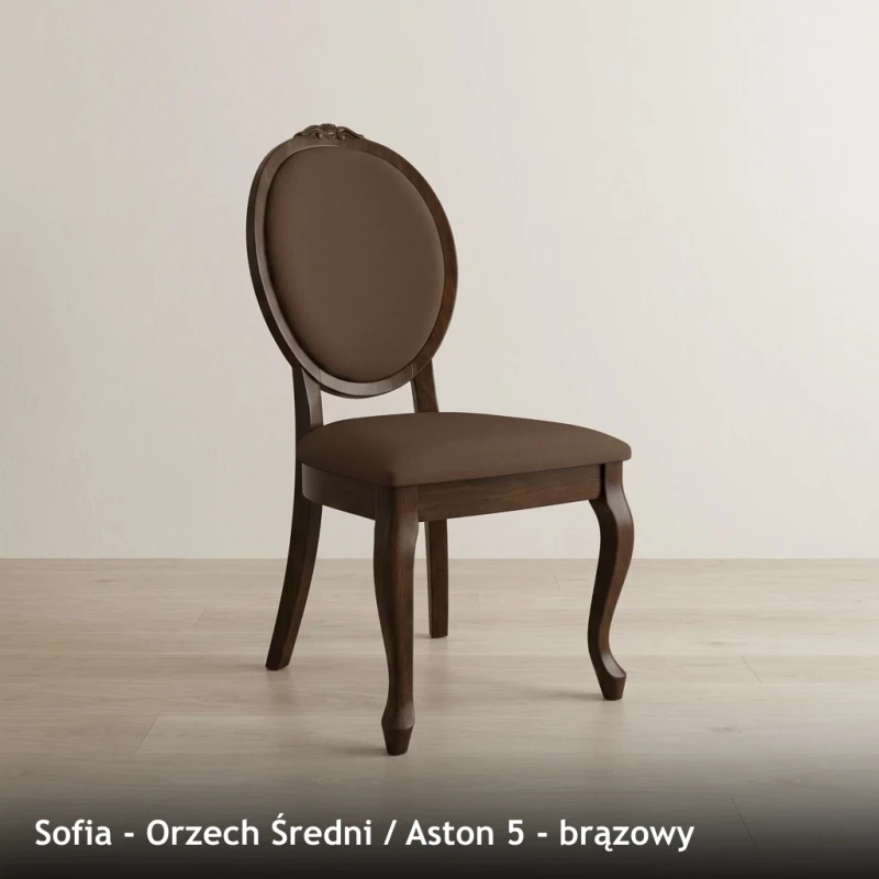 Krzesło tapicerowane SOFIA - Orzech Średni, Aston 5, brązowy