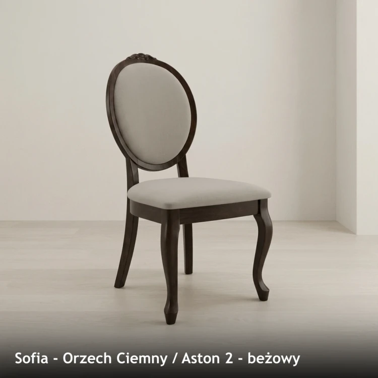 SOFIA - stelaż Orzech Ciemny, tkanina Aston 2, beżowy
