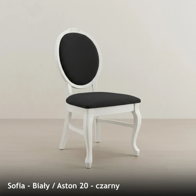 Krzesło tapicerowane SOFIA - Biały, Aston 20, czarny