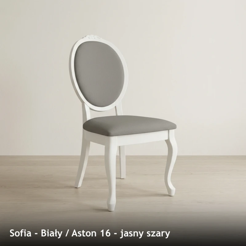 Krzesło tapicerowane SOFIA - Biały, Aston 16, jasny szary