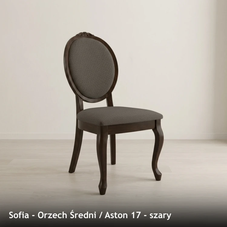 SOFIA - stelaż Orzech Średni, tkanina Aston 17, szary